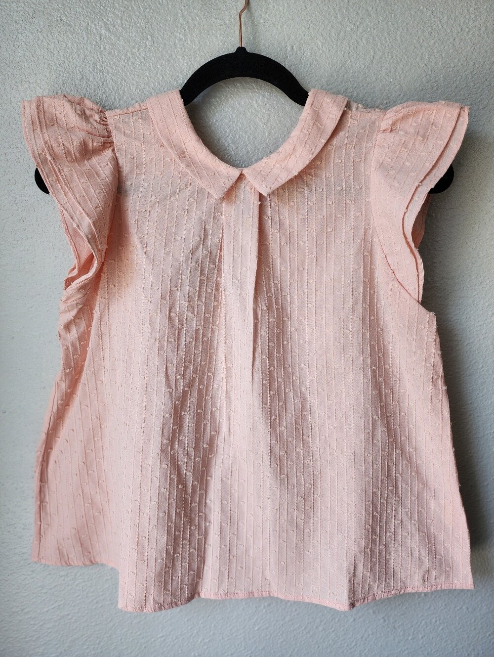 The Sunday Collective Pink Swiss Dot Flutter Sleeve Blouse NWT 12Y